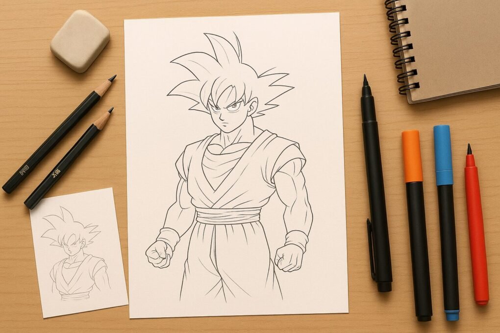 Materiais essenciais para um desenho de Goku fácil