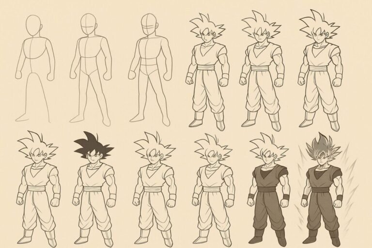 Como Desenhar o Goku: Guia Completo Passo a Passo (Clássico, Super ...