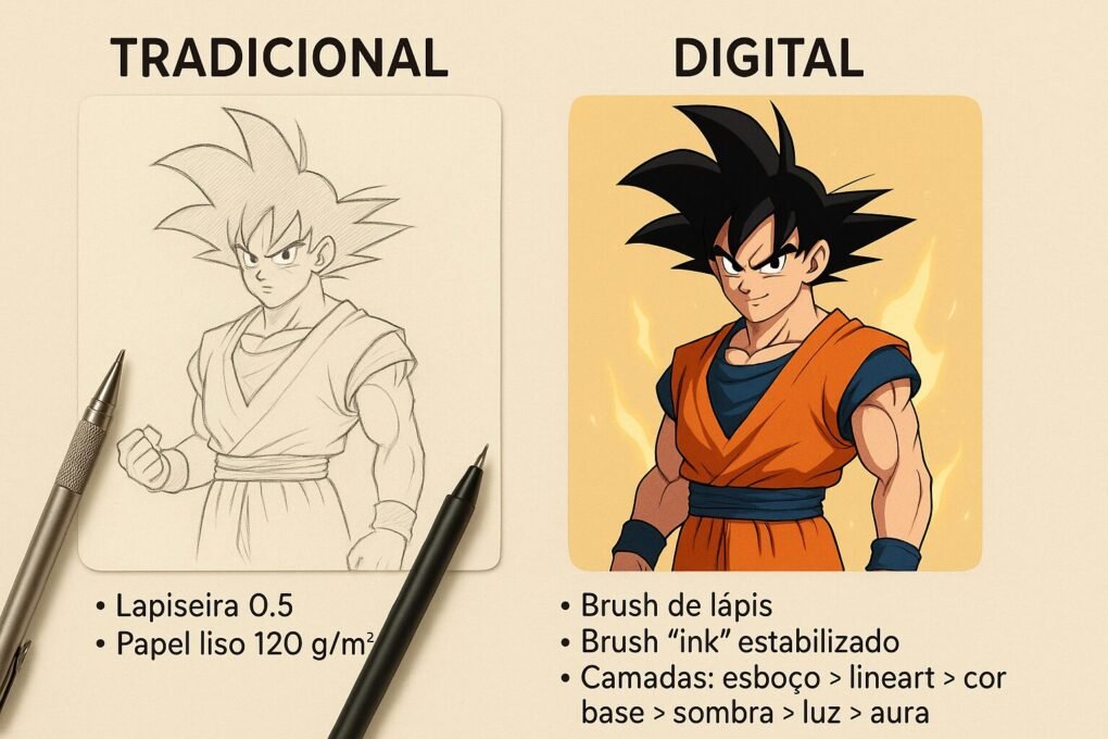 Tutorial de desenho Dragon Ball: dicas digitais e tradicionais