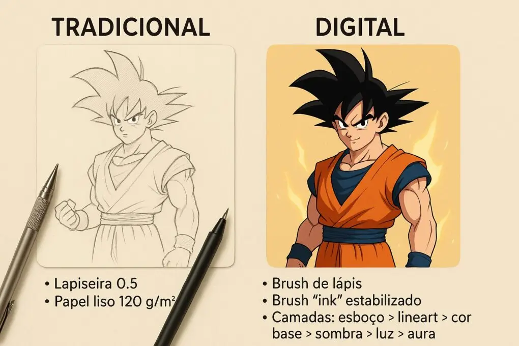 Tutorial de desenho Dragon Ball: dicas digitais e tradicionais